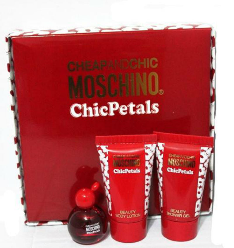 Cheap and Chic Petals for Women by Moschino EDT Splash 0.17 oz + Lotion + Gel Mini Set - Cosmic-Perfume