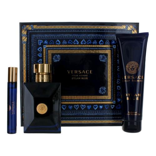 Versace Pour Homme Dylan Blue By Versace, 3 Piece Gift Set For Men 