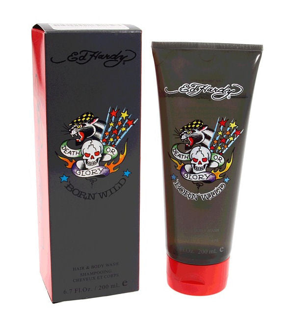 Ed Hardy Born Wild Cologne for Men by Christian Audigier Hair Body Wash 6.7 oz Cosmic Perfume