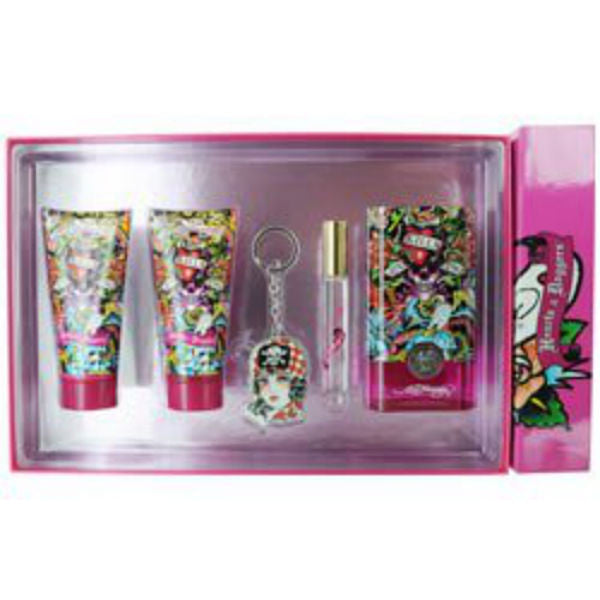 Hearts & Daggers for Women by Ed Hardy EDP Spray 3.4 oz -  5 pc Gift Set - Cosmic-Perfume