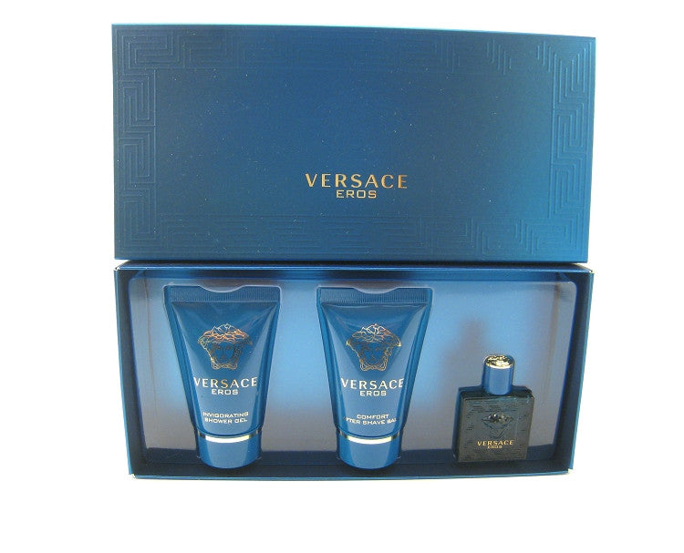 EROS for Men by VERSACE EDT Miniature 0.17 oz + Balm 0.8 oz + Gel 0.8 oz Gift Set - Cosmic-Perfume