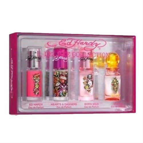 Ed Hardy for Women Deluxe Collection EDP Mini Spray 0.25 oz - 4 pc GIFT SET - Cosmic-Perfume